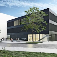 Das neue dreigeschossige Gebäude des Zentrums für angewandte Quantentechnologie soll sich optisch an die umliegenden Unigebäude anpassen.